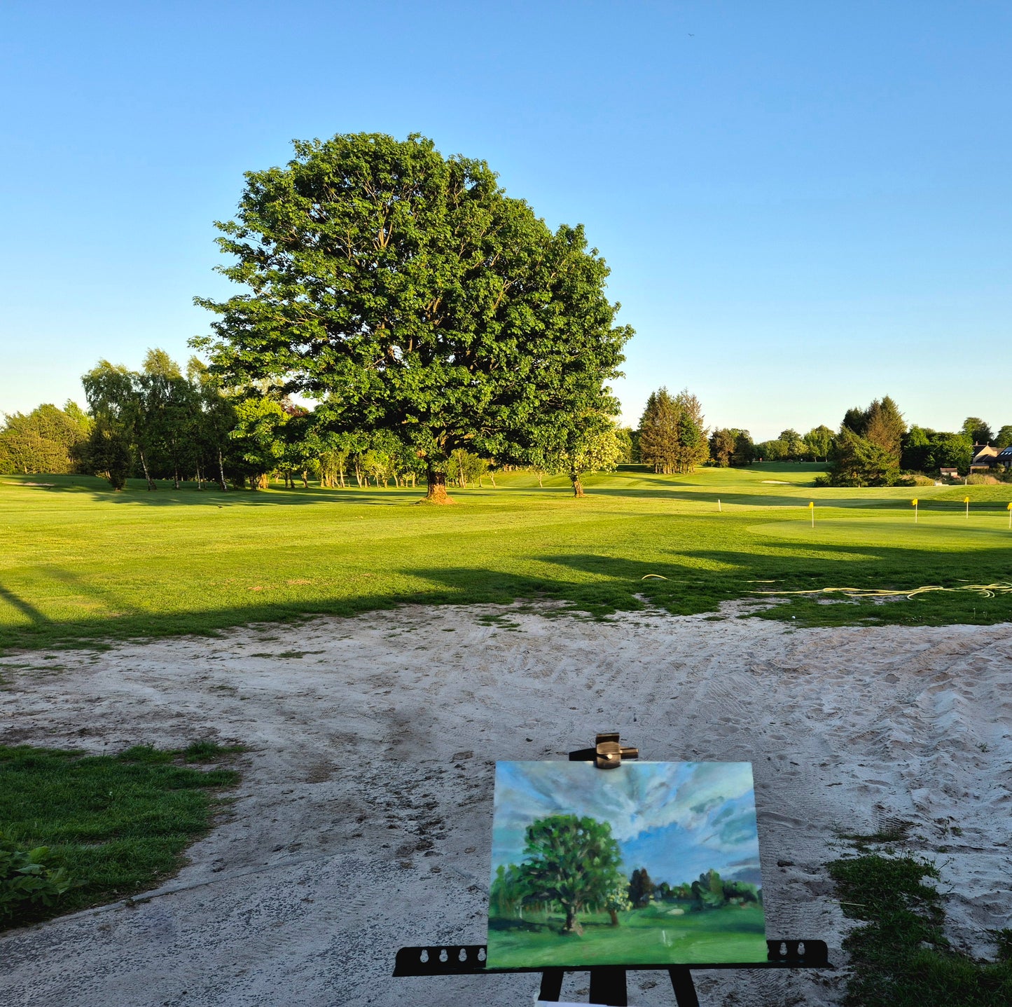 Milnathort Golf course 1st, au plein air oil painting