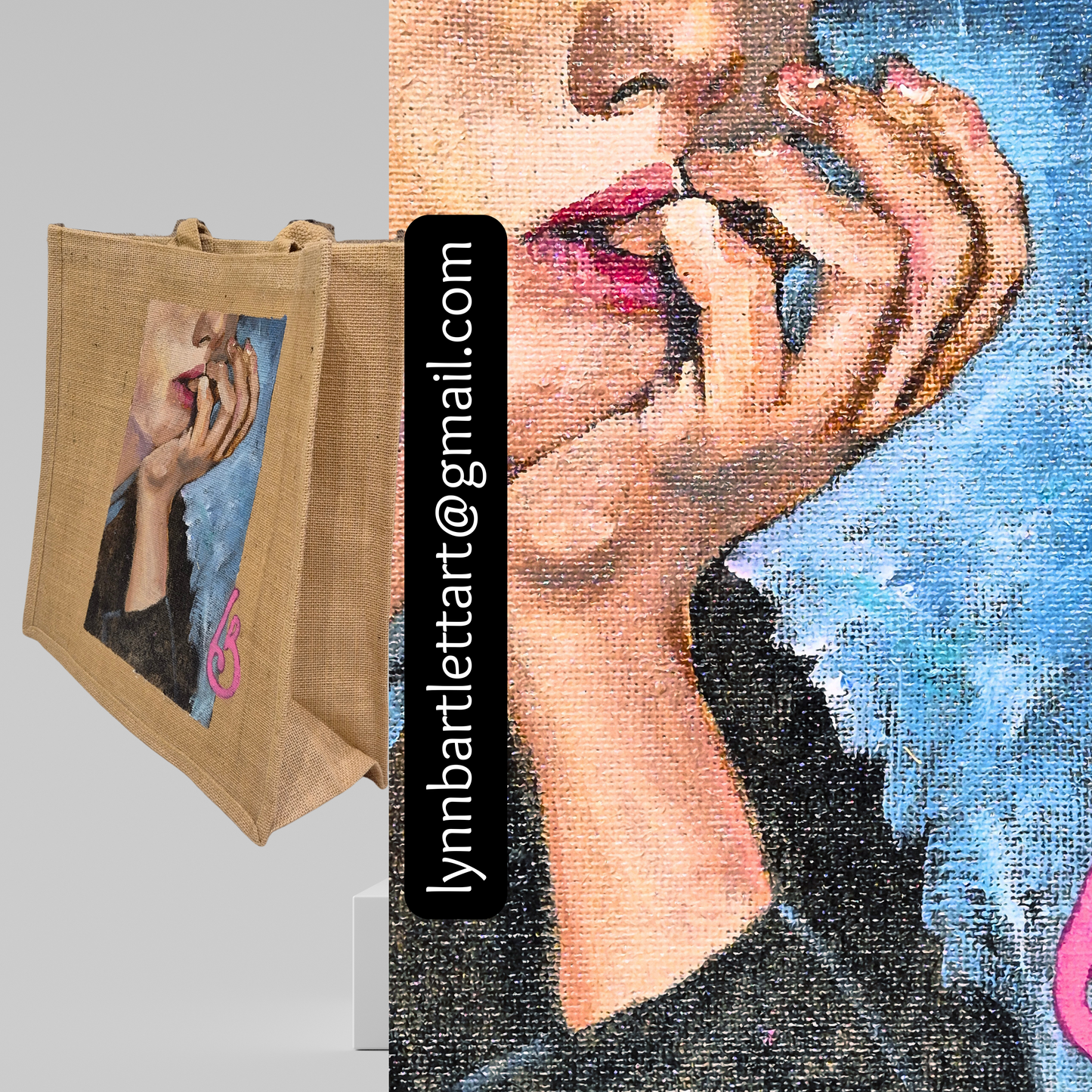 'Chin resting on hand ' Fine art Jute bag #0017993