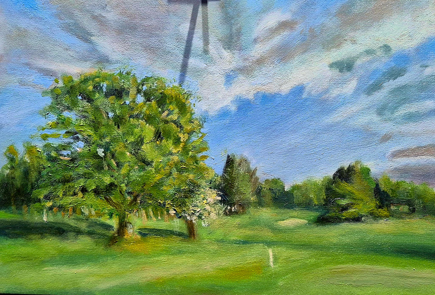 Milnathort Golf course 1st, au plein air oil painting