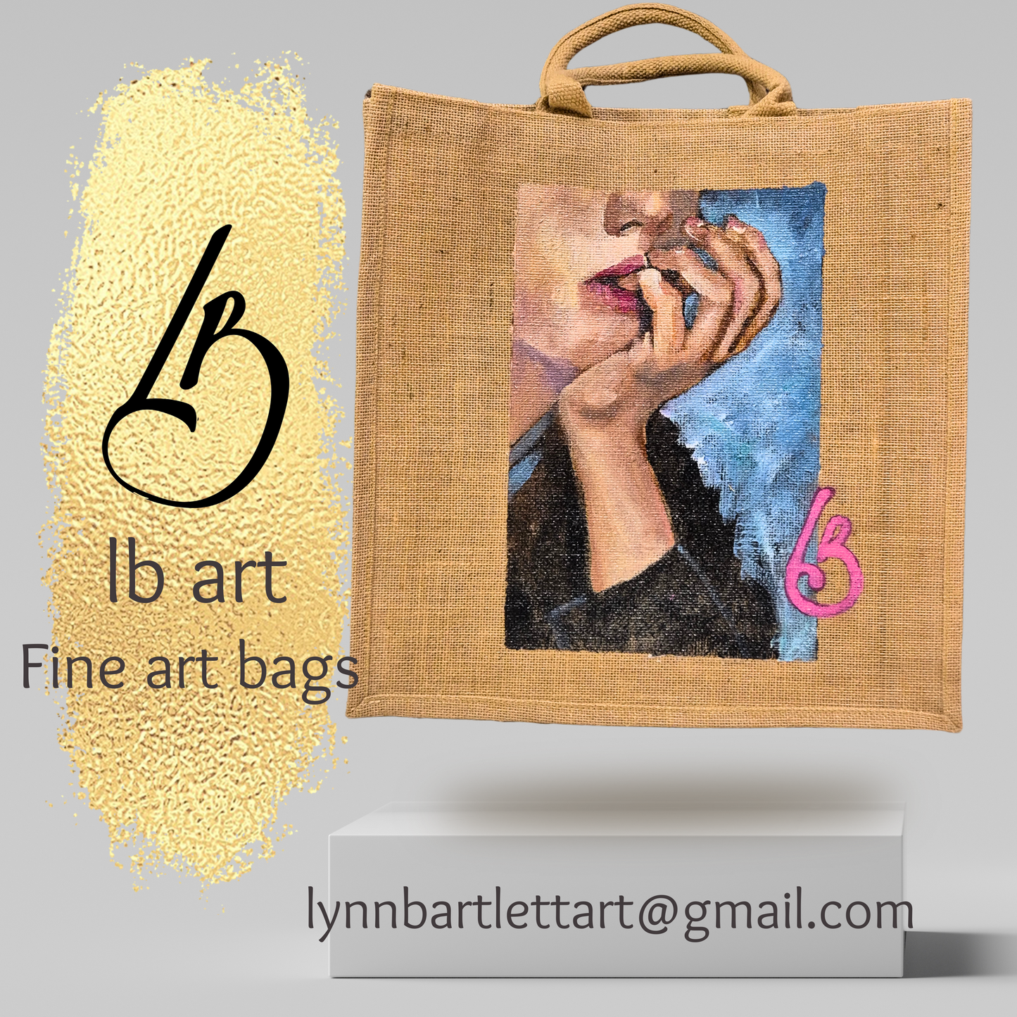 'Chin resting on hand ' Fine art Jute bag #0017993